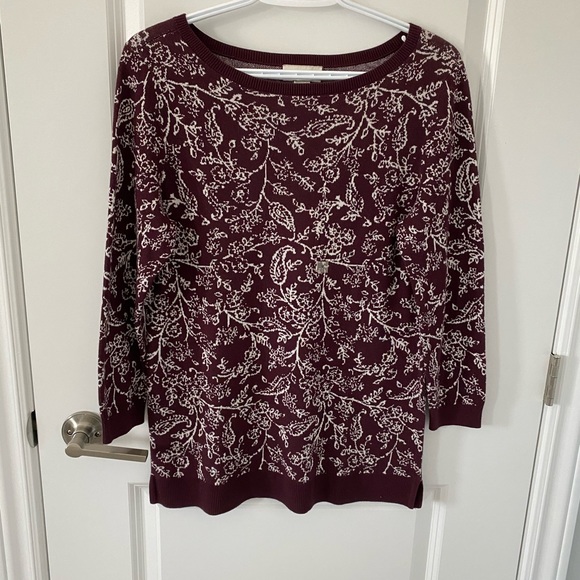 LOFT Sweaters - LOFT Burgundy Printed Sweater